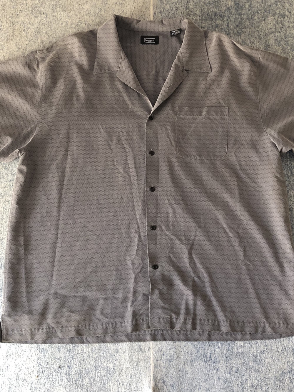 Haggar Light Gray Short-Sleeve Button-Down Shirt